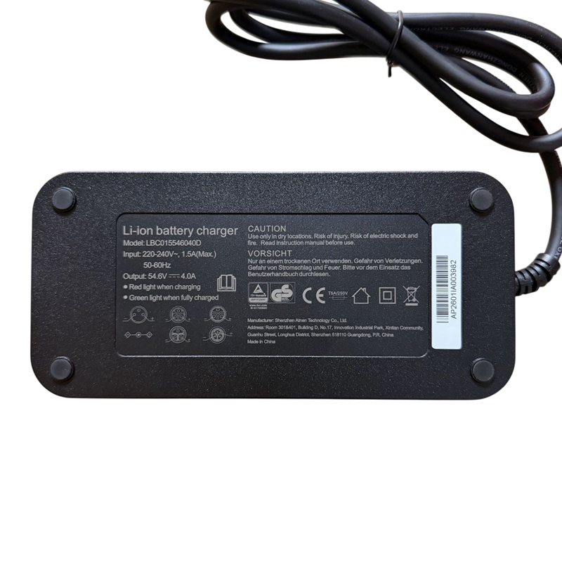 Not active, use 19944 - Oplader (D) - 54.6V 3A - DPLC166V55-S - Eywa Pro etc